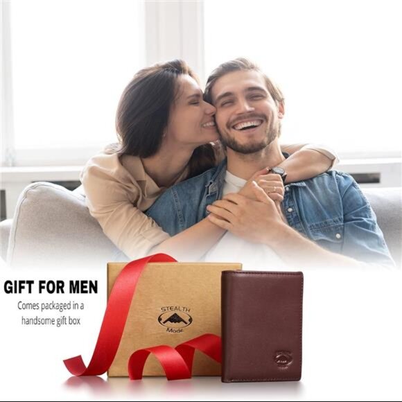 Leather Trifold RFID Wallet For Men Brown - Picture 5 of 6